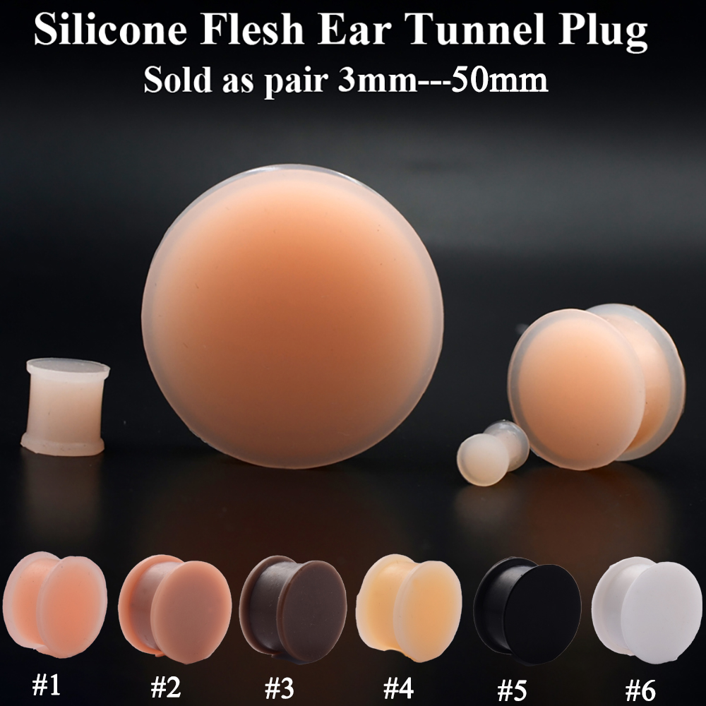 Body Jewelry Ear Gauges - 1 쌍의 실리콘 유연한 두꺼운 귀