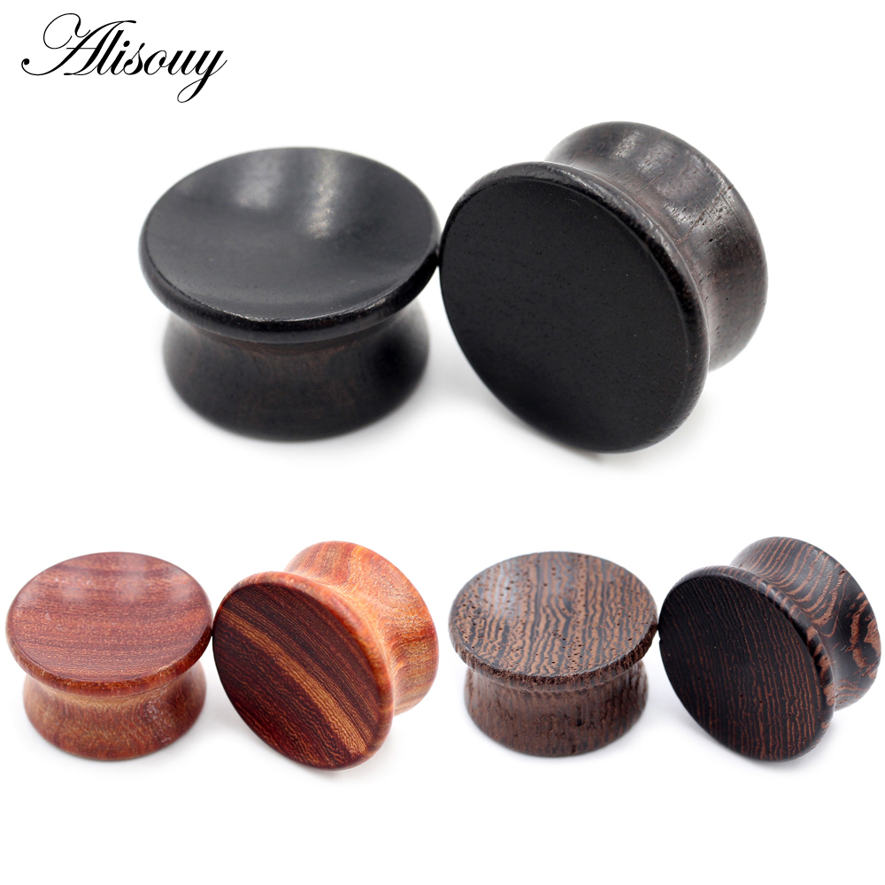 Body Jewelry Ear Gauges - Alisouy 2pcs 6mm-20mm 오목한 천연 나무