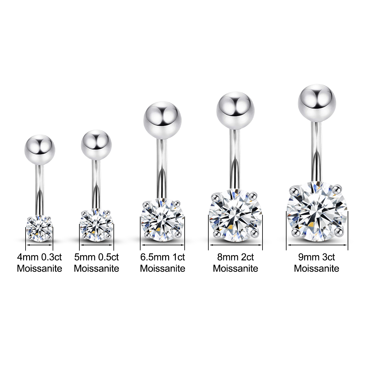 Body Jewelry On Sale - Szjinao 모이사나이트 밸리 단추 피어싱, 인증서
