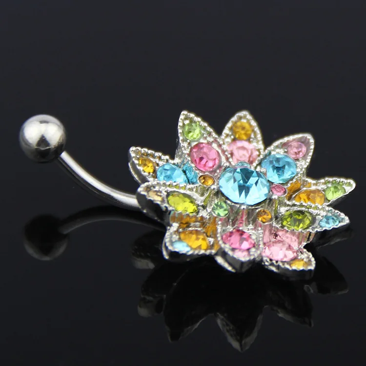 Body Jewelry Hot - 인기 스테인레스 스틸 Cz 크리스탈 꽃