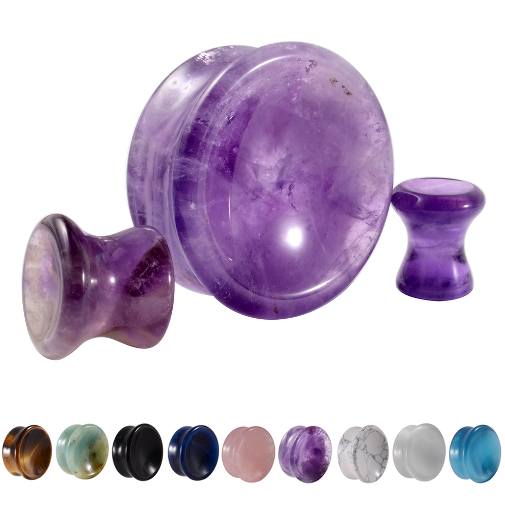Body Jewelry Ear Gauges - 페어 스톤 귀 게이지 더블 플레어