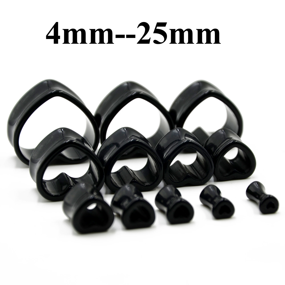 아크릴 러브 블랙 화이트 하트 모양의 중공 투명 귀 게 - Body Jewelry Ear Gauges 리뷰 및 가격