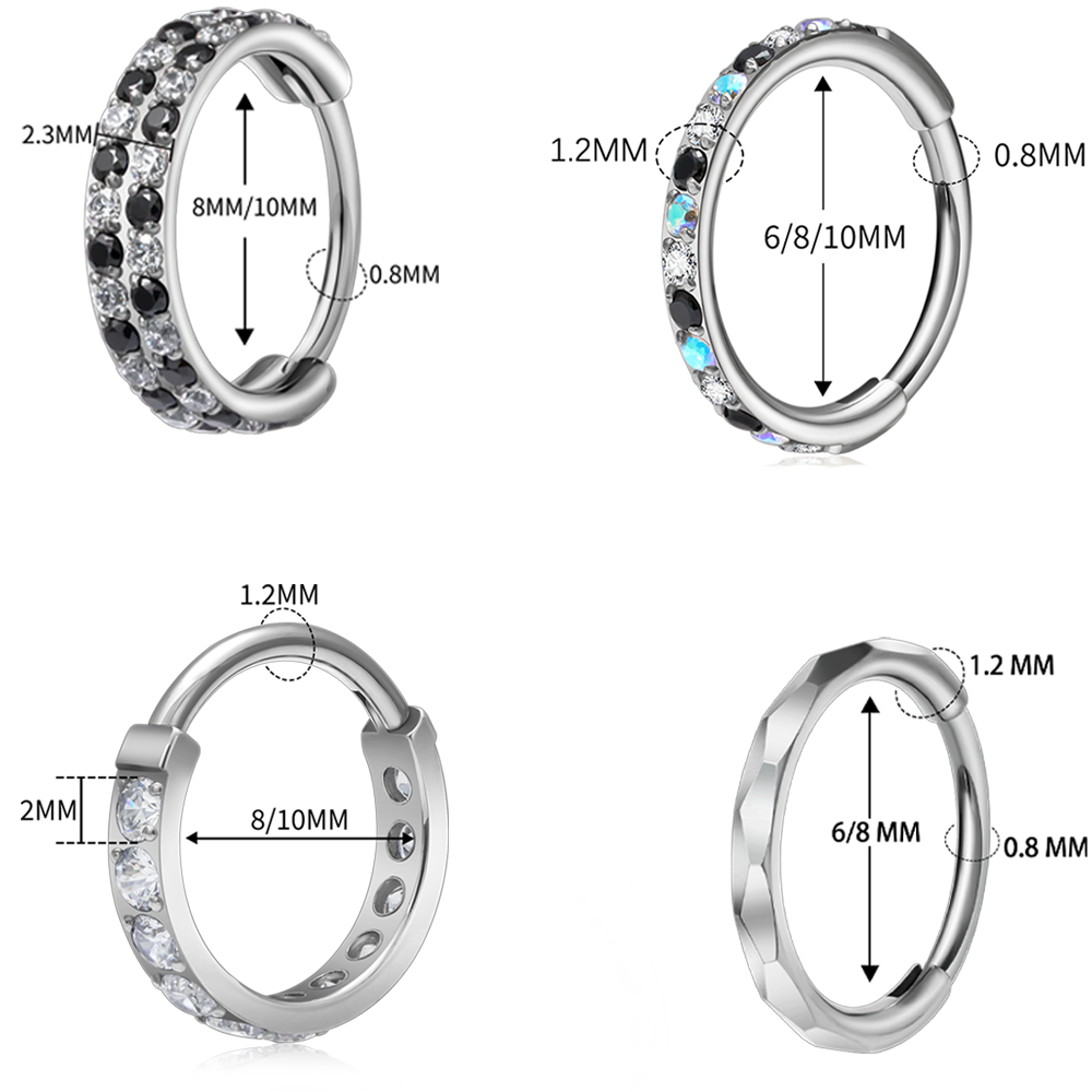 G23 티타늄 패싯 큐빅 지르코니아 힌지드 세그먼트 링 - Conch Earring Hoop 리뷰 및 가격