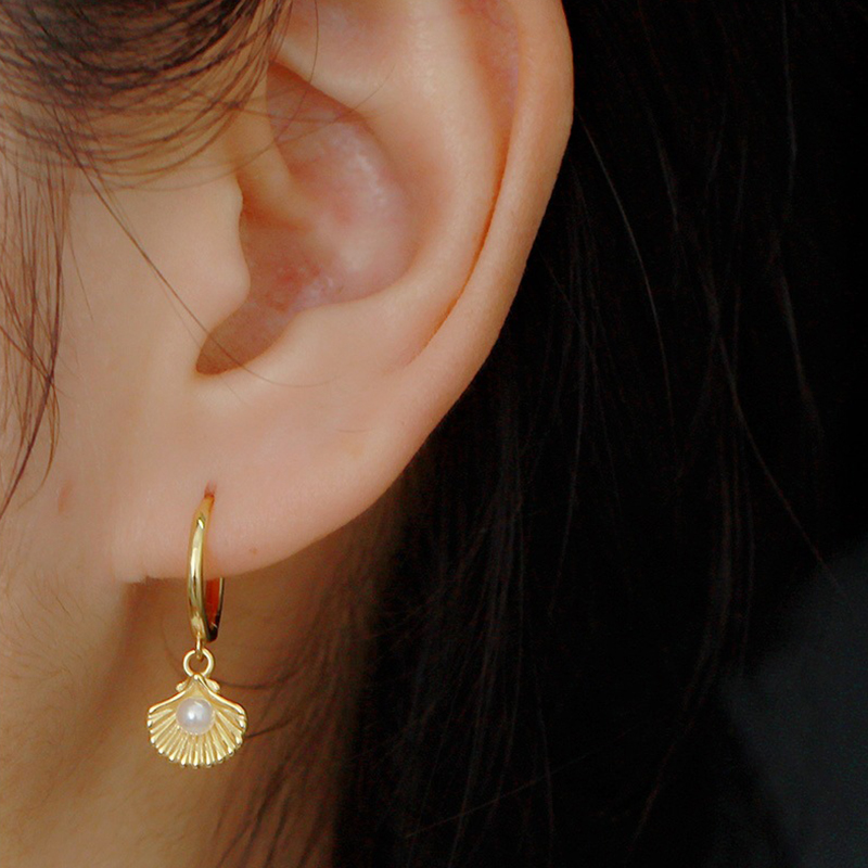 여성을위한 925 스털링 실버 바늘 쉘 조가비 펜던트  - Conch Earring Hoop 리뷰 및 가격