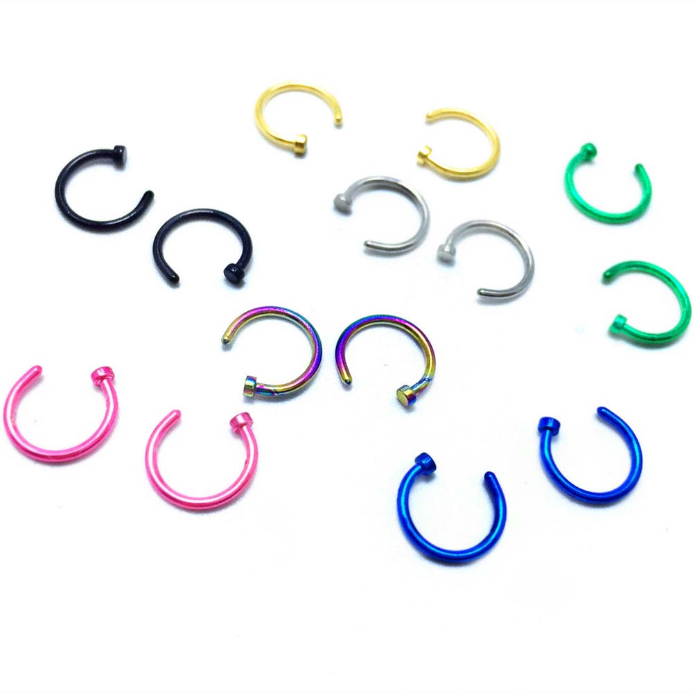 수술용 스틸 가짜 피어싱 스터드, 작은 후프, 오픈 코 - Body Jewelry On Sale 리뷰 및 가격