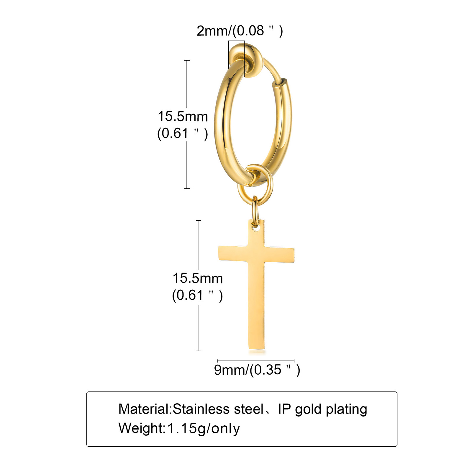 크로스 귀걸이 남성용, 허기 후프 귀걸이, 피어싱 없는 - Conch Earring Hoop 리뷰 및 가격