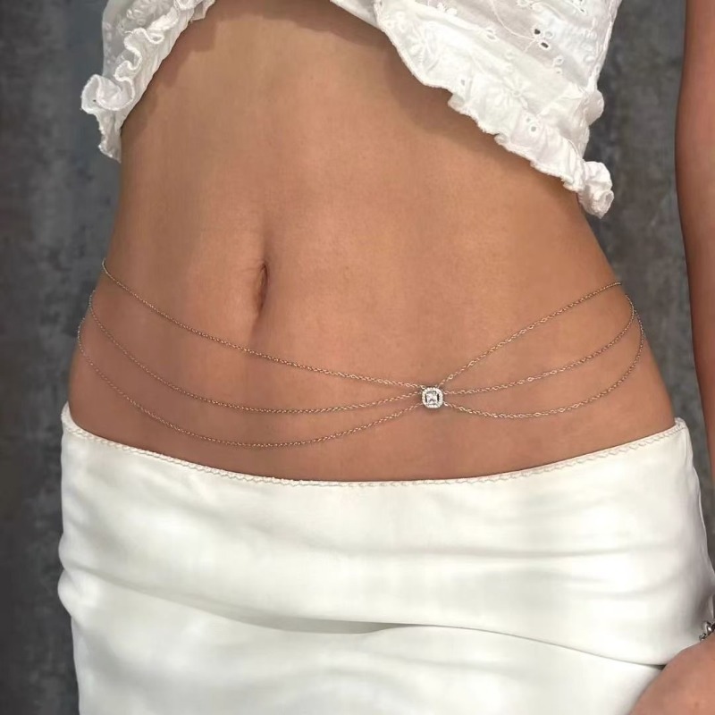 여름 핫 메탈 허리 체인 럭셔리 멀티 레이어 라인스톤  - Body Jewelry Hot 리뷰 및 가격