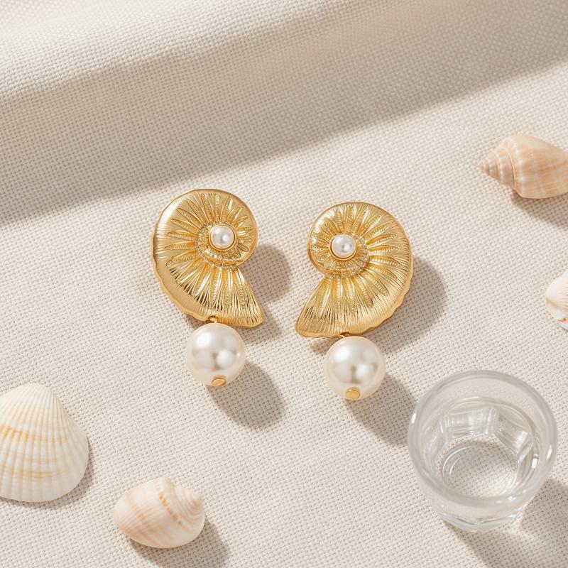 2개 세트 시뮬레이션 진주 소라 귀걸이, 여성용 해양  - Conch Earring Hoop 리뷰 및 가격