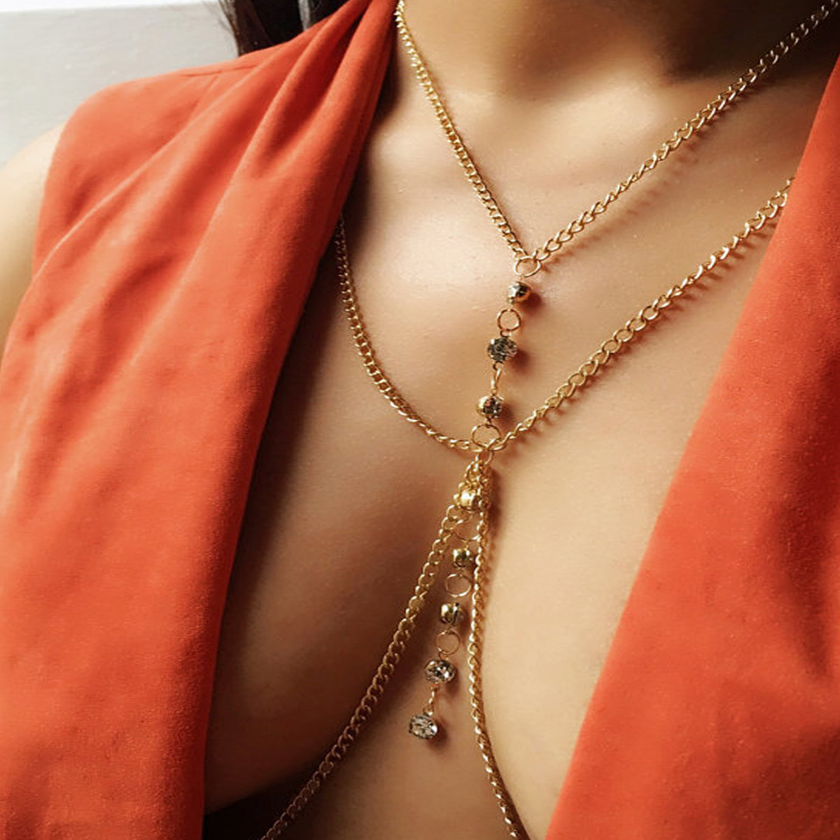 라운드 크리스탈 가슴 체인 낮은 허리 레이브 여성 속옷 - Body Jewelry Harness 리뷰 및 가격