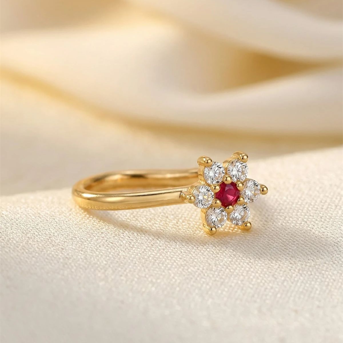 1개 꽃 모양 무피어싱 코링 클립형 레드 크리스탈 반짝 - Body Jewelry On Sale 리뷰 및 가격
