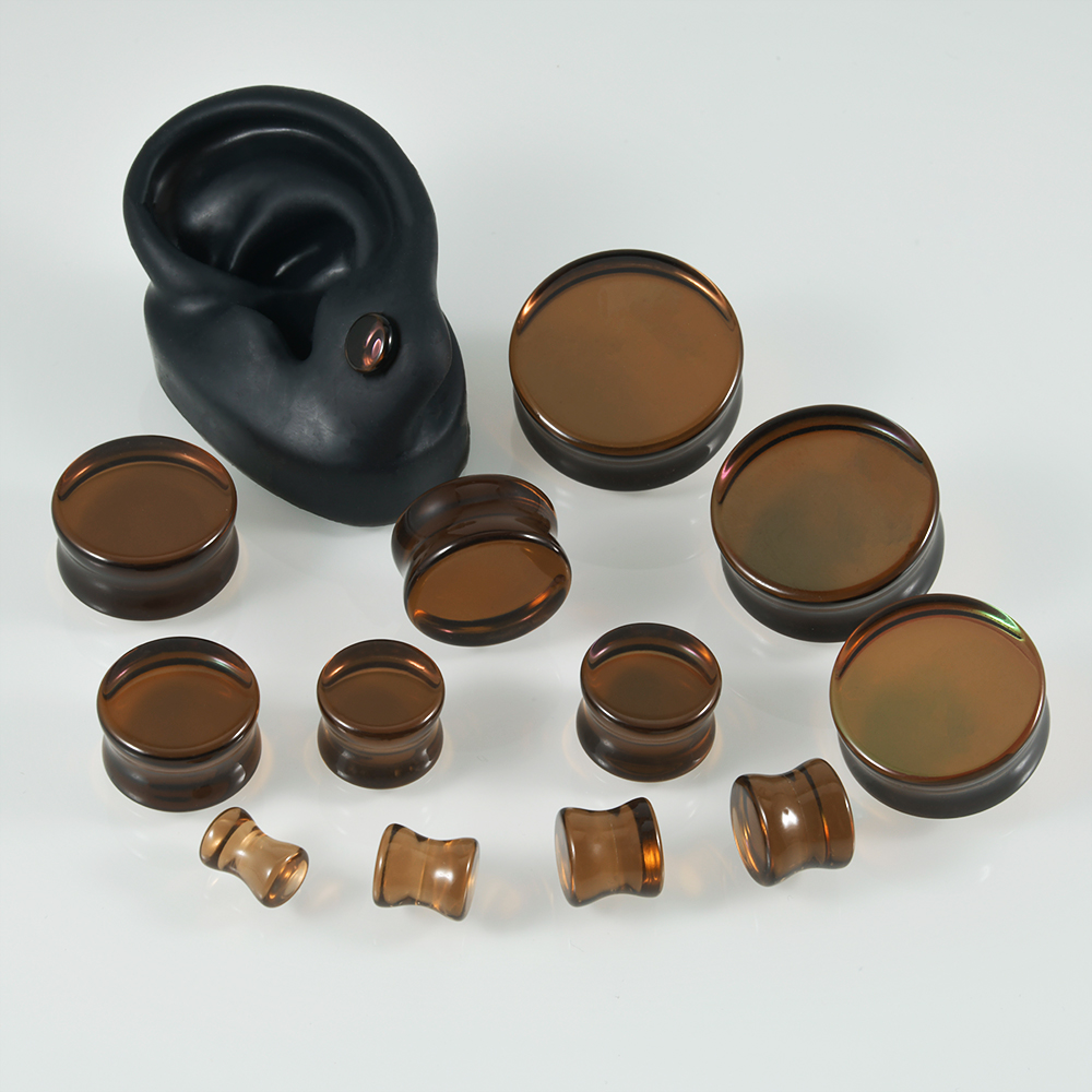 1 쌍 최고 품질 무지개 빛깔의 유리 더블 플레어 플래 - Body Jewelry Ear Gauges 리뷰 및 가격