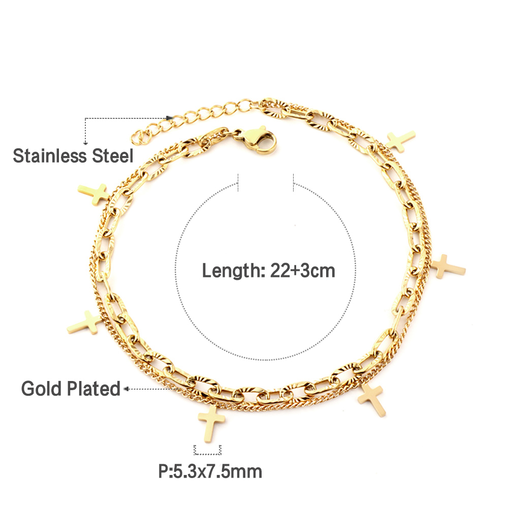 LUXUSTEEL 크로스 더블 발 체인 Anklets  - Body Jewelry Leg Chain 리뷰 및 가격