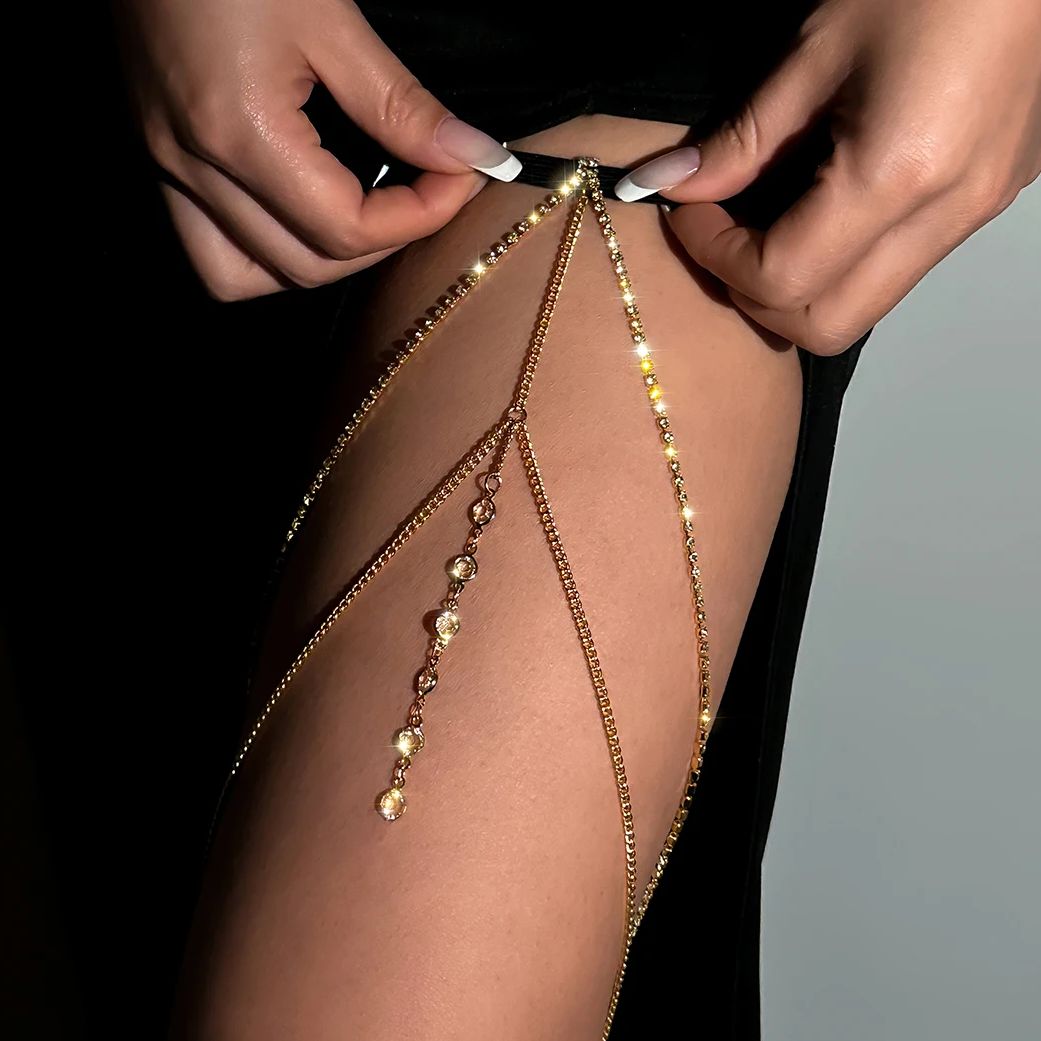 섹시한 반짝 이는 크리스탈 다층 술 다리 체인 여성을위 - Body Jewelry Leg Chain 리뷰 및 가격