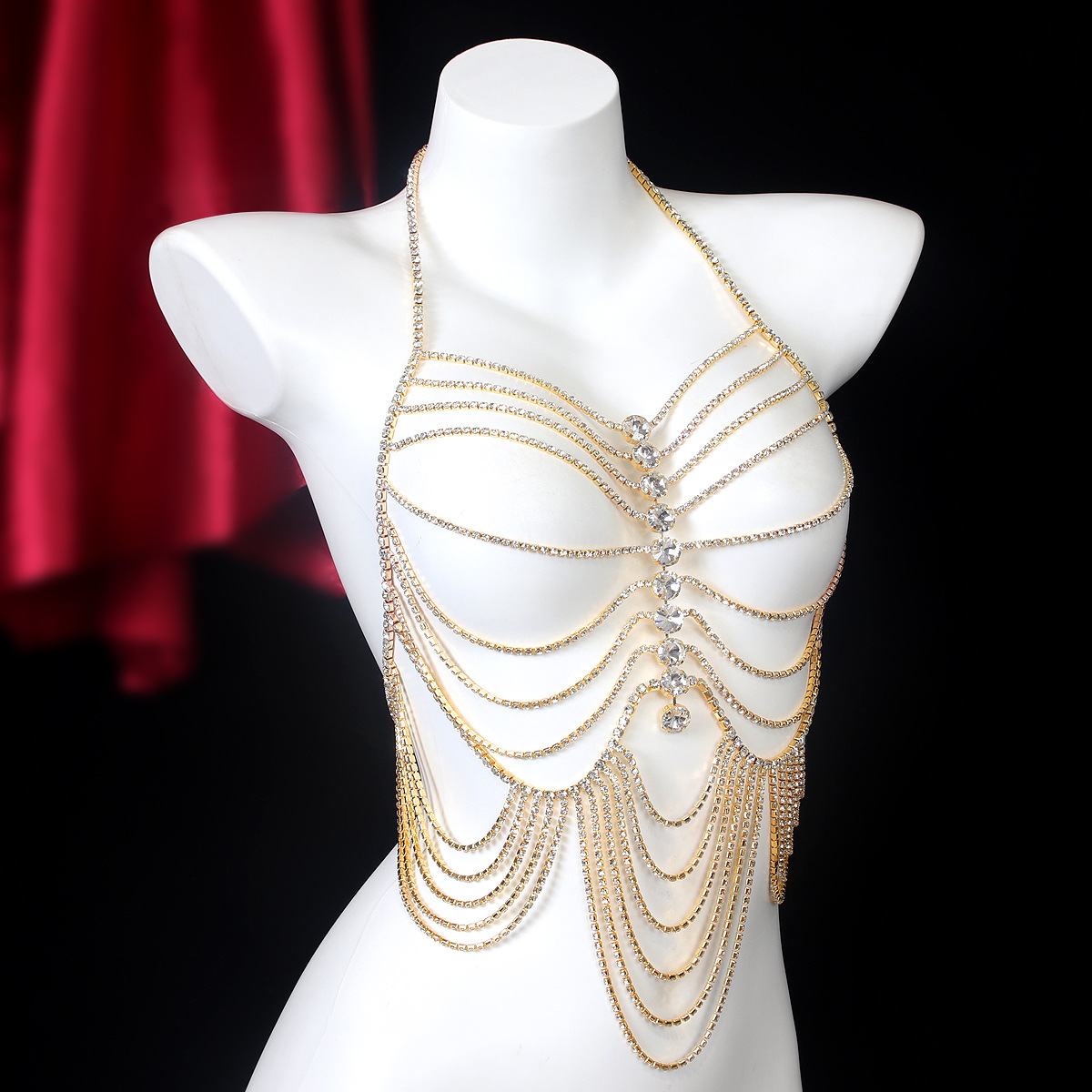 여성용 스트라이프 술, 레트로 스타일 라인석 체스트 체 - Body Jewelry Harness 리뷰 및 가격
