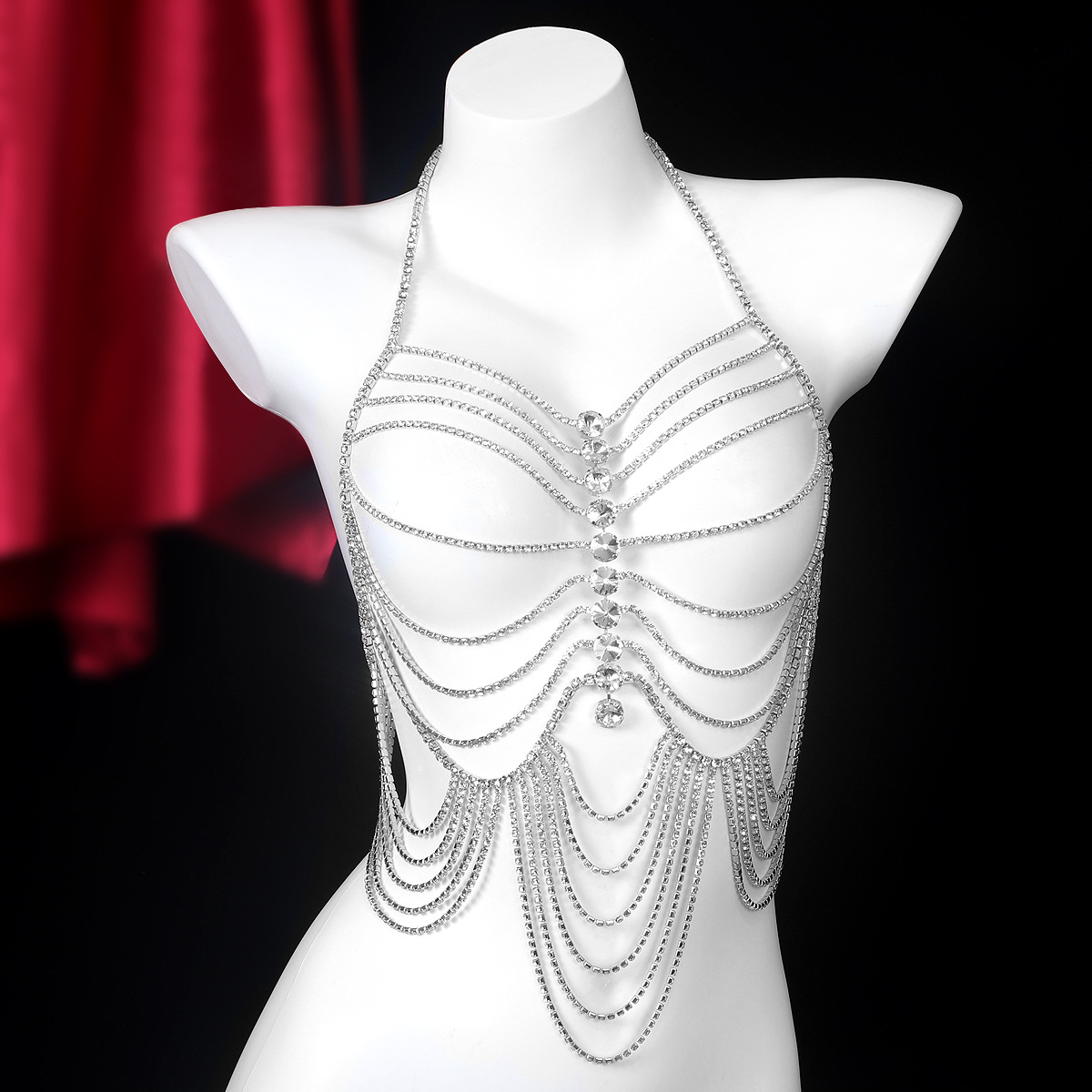 여성용 스트라이프 술, 레트로 스타일 라인석 체스트 체 - Body Jewelry Harness 리뷰 및 가격