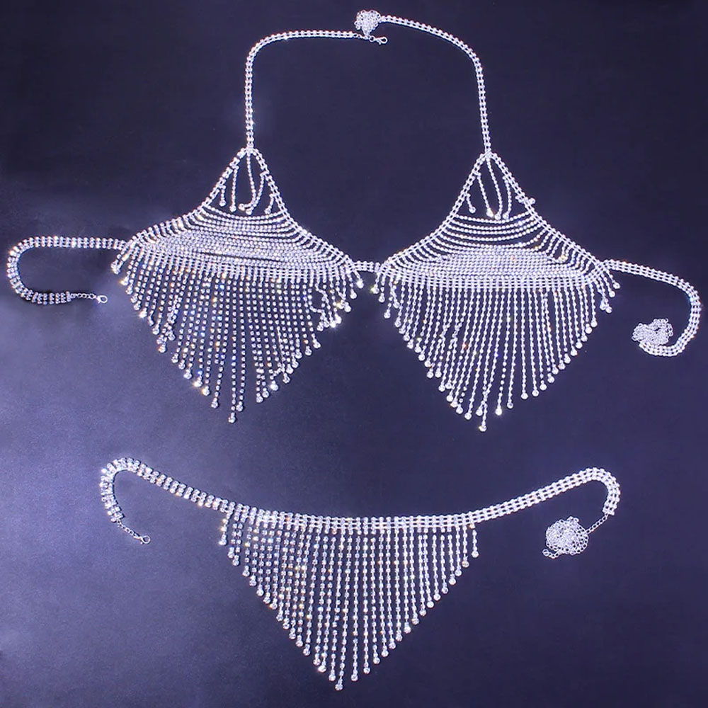 블링 라인석 술 바디 체인 브라 하네스 란제리, 조정  - Body Jewelry Harness 리뷰 및 가격