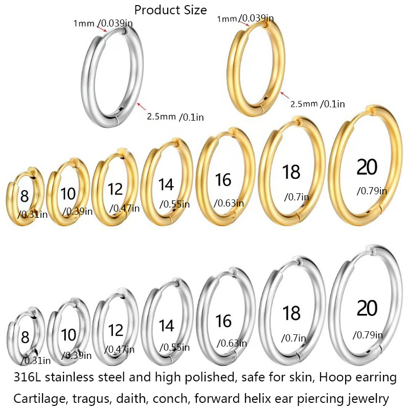 1 쌍 316L 스테인레스 스틸 여성을위한 작은 후프  - Conch Earring Hoop 리뷰 및 가격