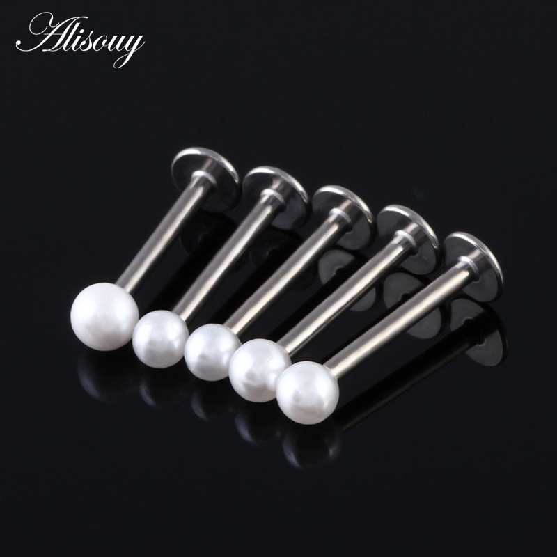 Alisouy 가짜 진주 볼 라브렛 스터드 링 립 바, - Body Jewelry Hot 리뷰 및 가격