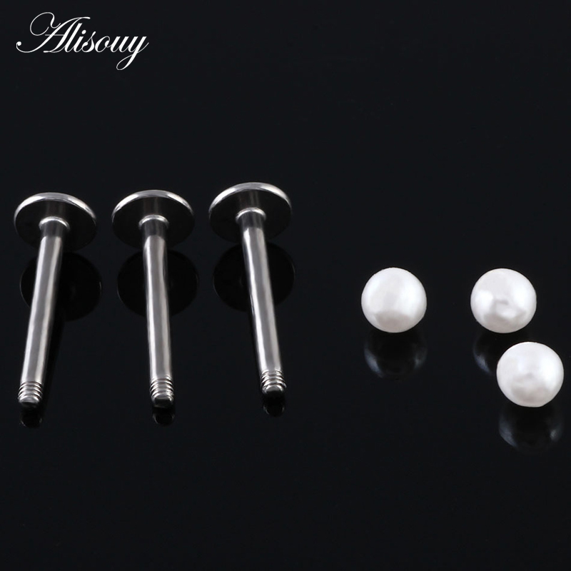 Alisouy 가짜 진주 볼 라브렛 스터드 링 립 바, - Body Jewelry Hot 리뷰 및 가격