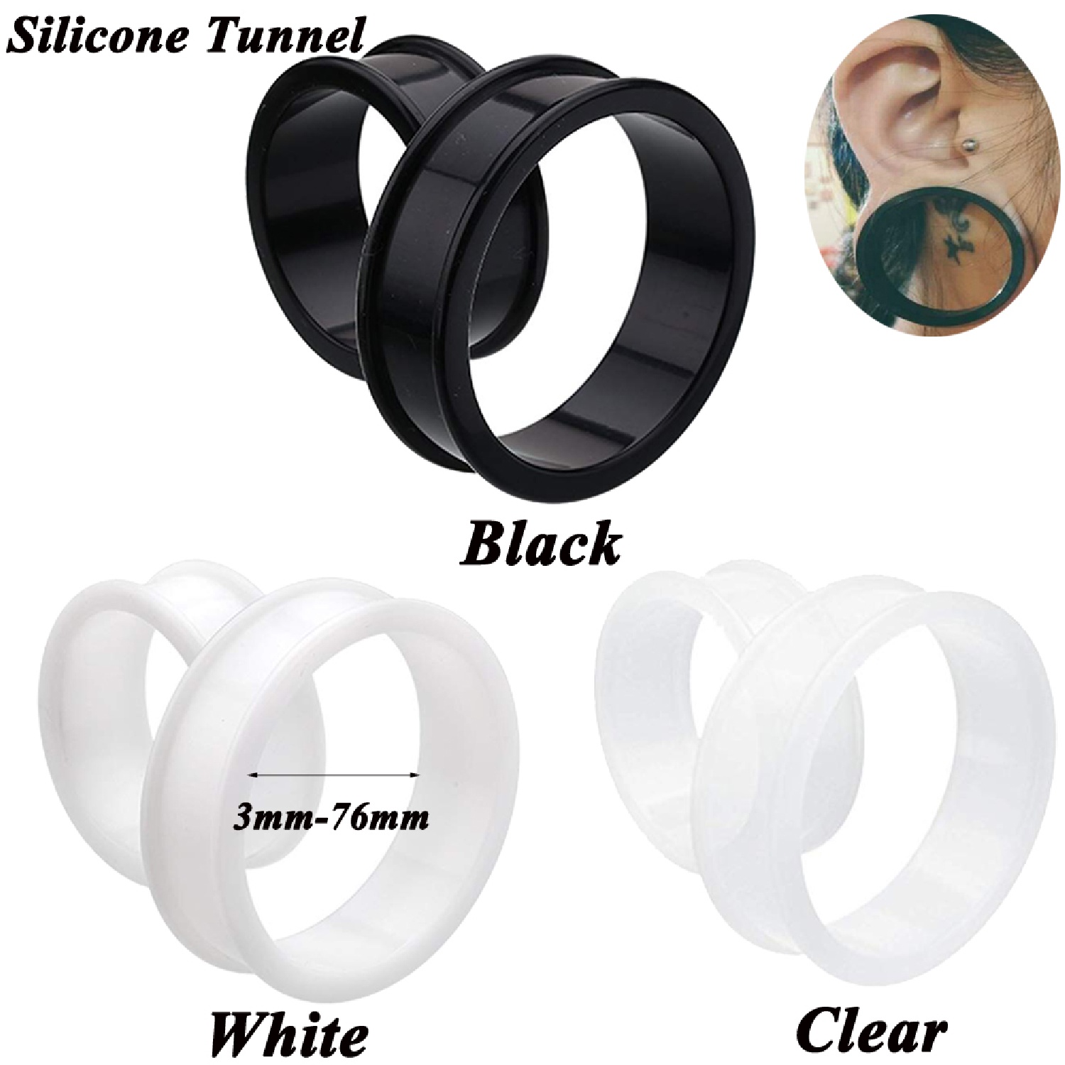 2pcs Supersize 가동 가능한 실리콘 두 배  - Body Jewelry Ear Gauges 리뷰 및 가격