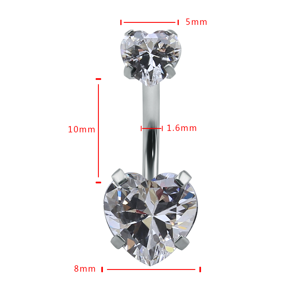 하트 크리스탈 배꼽 반지 14G 배꼽 바 배꼽 피어싱  - Body Jewelry Hot 리뷰 및 가격