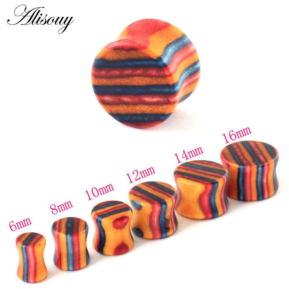 1PC 패션 귀 플러그 나무 재질 터널형 귀 확장기 6 - Body Jewelry Ear Gauges 리뷰 및 가격