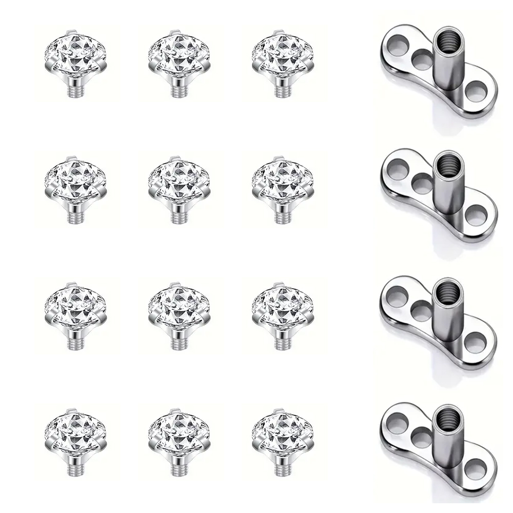 16PCS 크리스탈 지르콘 피부 앵커 탑 3 4 5mm - Body Jewelry Dermal 리뷰 및 가격